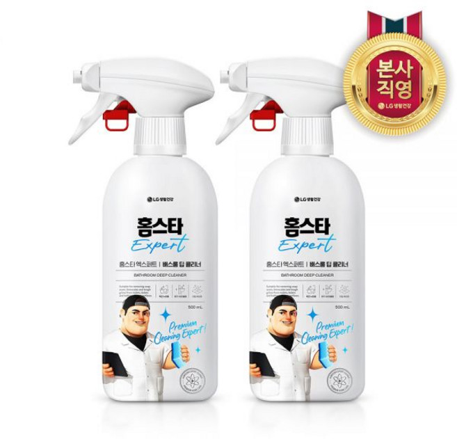 홈스타 엑스퍼트 배스룸 딥 클리너 변기비데 찌든때 제거 스프레이 500ml 2개, 텀블러 클리너 프레쉬애플향 500ml 2개