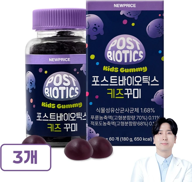 뉴프라이스 포스트바이오틱스 키즈꾸미, 60정, 3개 - 쿠팡