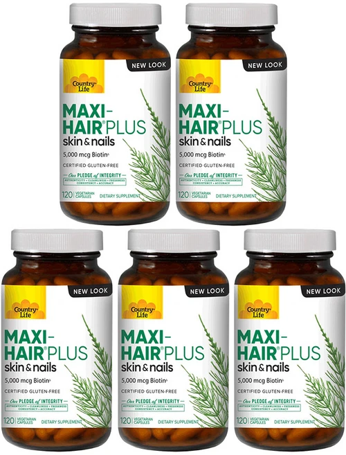 컨트리 라이프 맥시 헤어 플러스 비오틴 5000 mcg, 120정, 5개 - 쿠팡