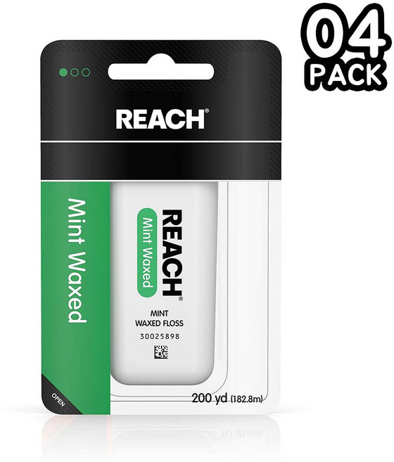 존슨앤존슨 리치 왁스드 민트 치실182.8m 4팩 Reach Waxed Dental Floss Mint