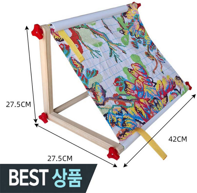 실십자수 작업판 프레임 삼각 원목 스탠드 거치대, 1개, 소 가로42CM