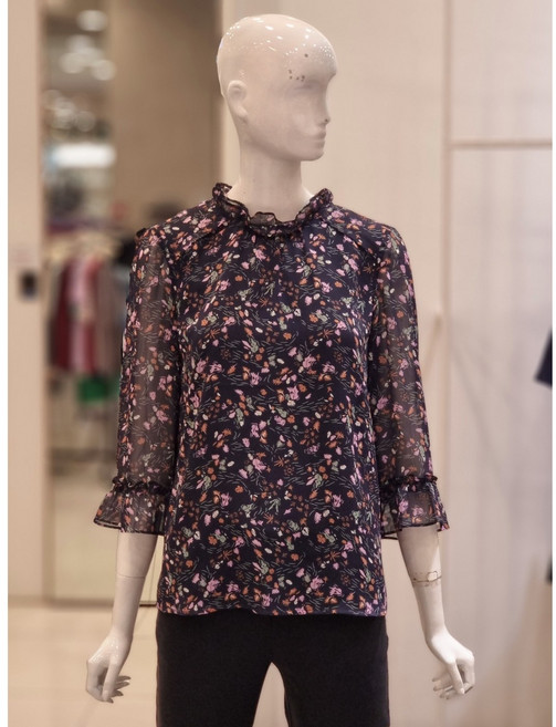 크로커다일레이디 플라워 프린트 리본 블라우스 CLDFBL110