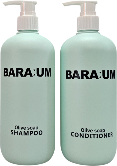 향기 좋은 냄새 오래가는 정수리 두피냄새 청소년 사춘기 약산성 지성 두피 샴푸 바라움 올리브솝 샴푸/컨디셔너 세트, 2개, 490ml