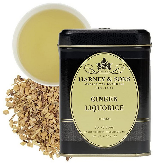 Harney & Sons Herbal Hot Cinnamon | 113.4g(4온스) 루스 리프 허브 티 틴, 생강, 4 Ounce (Pack of 1), 1개, 1개