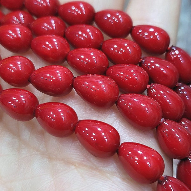 드롭 산호 핵진주 목걸이 DIY 진주귀걸이재료 팔찌 진주 비즈 공예 1줄, 1개, 레드