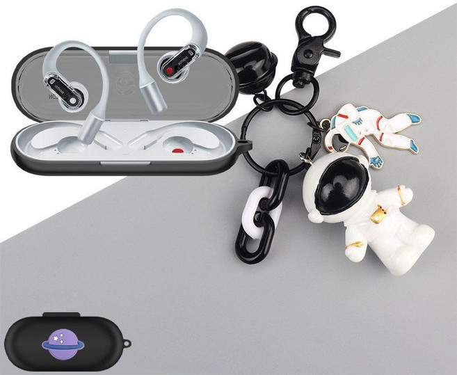 낫싱 이어 오픈 보호 케이스 피규어 버클 후크 스트랩, 귀 없음(오픈) 보호 케이스, 블랙 퍼플 플래닛+뉴 블랙 애스트로넛, 1개