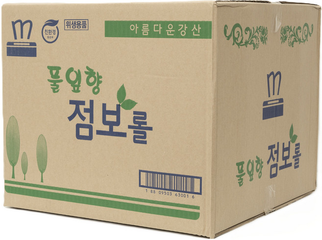 풀잎향 점보롤 화장지 16롤 2겹 탁월한 물풀림 300m 엠보싱 점보롤, 1개, 16개입