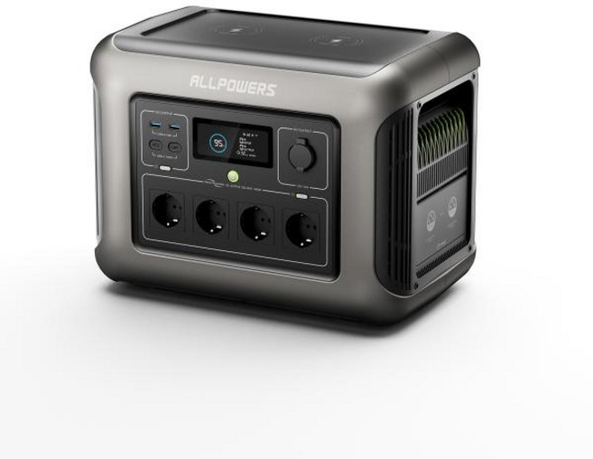 보조전원 파워뱅크 휴대용발전 보조배터리 ALLPOWERS 휴대용 발전소 정원 파티용 태양광 발전기 1800W 3000W 피크 AC 출력 1152Wh LiFePO4 배터리 R1500, 1개, 3.AU