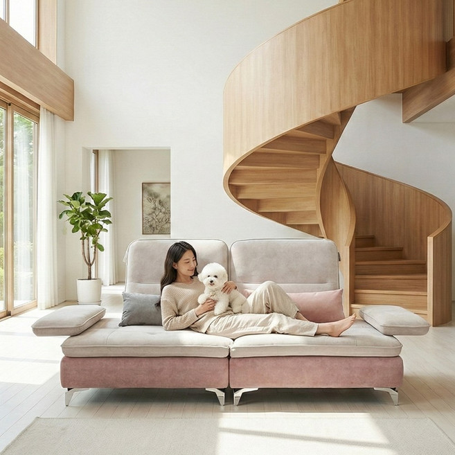 서광퍼니처 루체 조야 패브릭 3.5인 소파 sk, 3.5인_연그레이_핑크