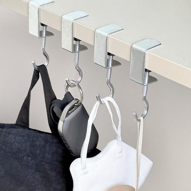 메이크라이프 대용량 무타공 책상 가방 걸이, 4개, 메탈