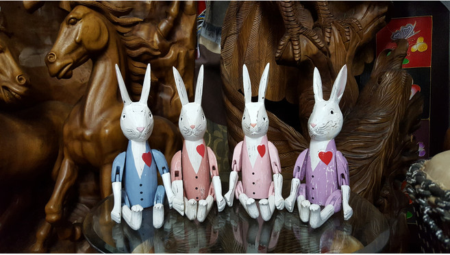 윤식당 빈티지 목각토끼인형 M싸이즈(앉은키 25cm)낱개판매, 핑크