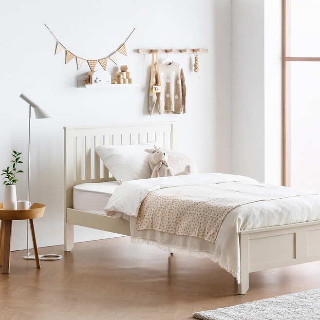 레이디가구 스칸딕 데일리 핀란드 원목 침대 SS/Q 슈퍼싱글 퀸 이케아st 침대 프레임 방문설치, 아이보리, 01) SS 프레임 (매트제외)