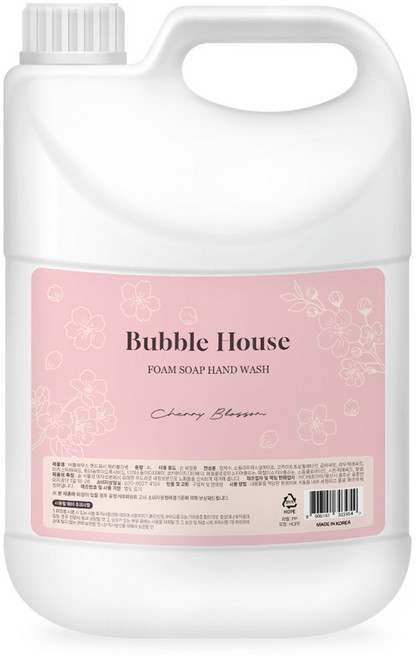 버블하우스 핸드워시 리필 대용량 손세정제 체리블라썸, 1개, 4L