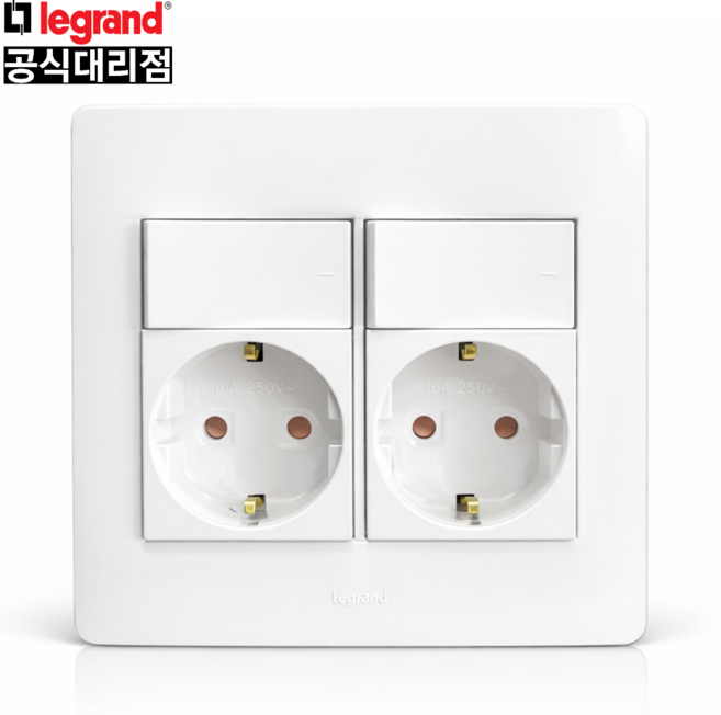 르그랑 스위치 부착 2구 콘센트 스위치부착형, 1개
