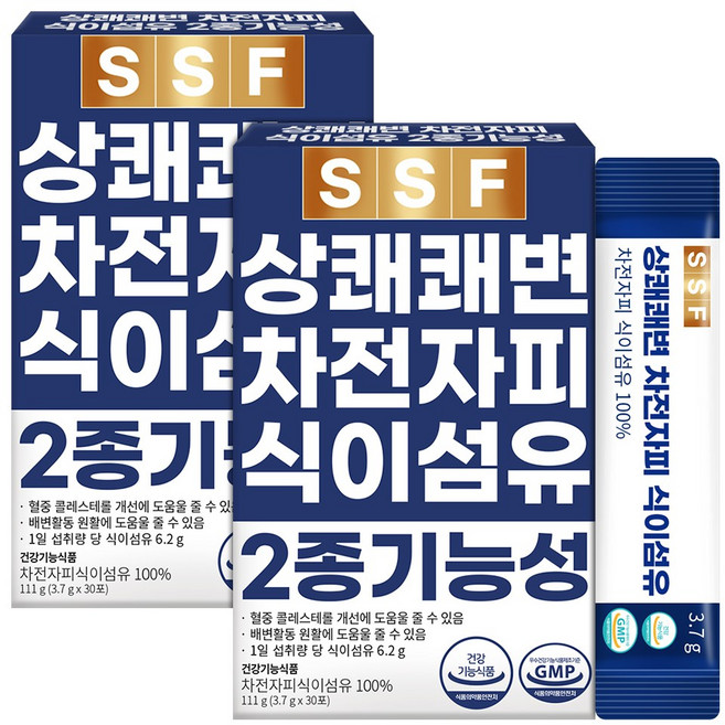 순수식품 상쾌한 쾌변 차전자피 식이섬유 100% 2박스(60포) 분말 가루 장운동 건강기능식품, 3.7g, 60개