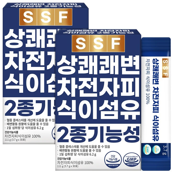 순수식품 상쾌한 쾌변 차전자피 식이섬유 100% 2박스(60포) 분말 가루 장운동 건강기능식품, 3.7g, 60개 - 쿠팡