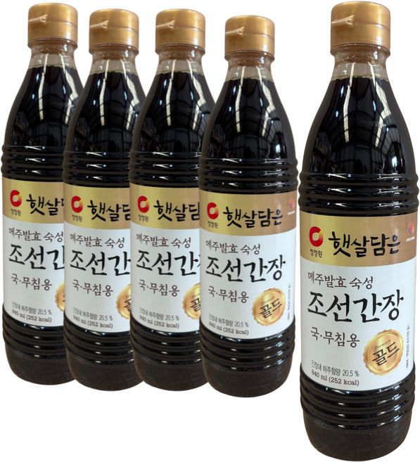 청정원 햇살담은 메주발효숙성 조선간장 국무침용, 840ml, 5개