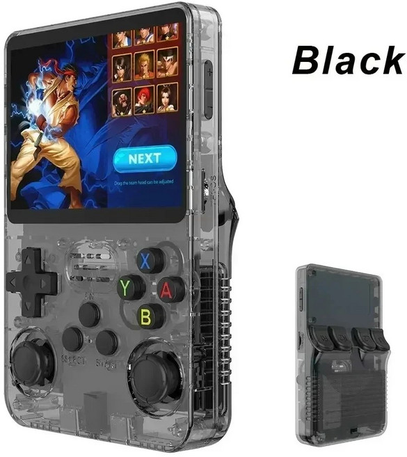 레트로 게임기 휴대용 3 화면 크리스마스 완벽한 R36S 게이머를 HD 배터리 게임 선물 위한 충전식 5인치 - 컨트롤러, Card 64GB, black