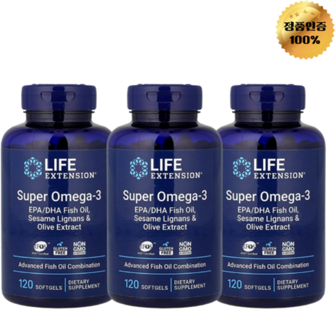 2+1 라이프 익스텐션 슈퍼 오메가3 2000mg 소프트젤 120정, 120회분, 3개