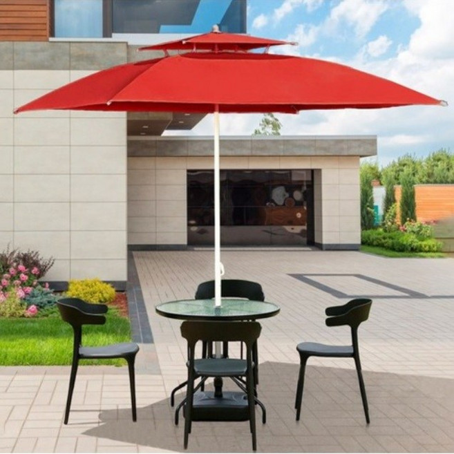 파라솔+전용가방 2층 사각 파라솔 대형 특대형 초특대형 파라솔, 레드