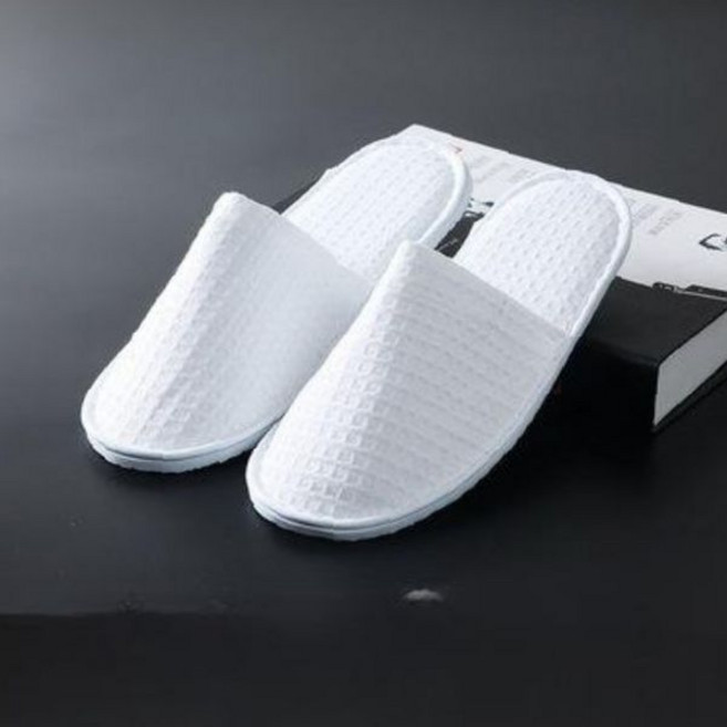 호텔 숙박 실내 착용 위생 신발 앞코 막힌 남녀 공용 일회용 슬리퍼 화이트, 1개, 앞막힘 화이트 와플 슬리퍼