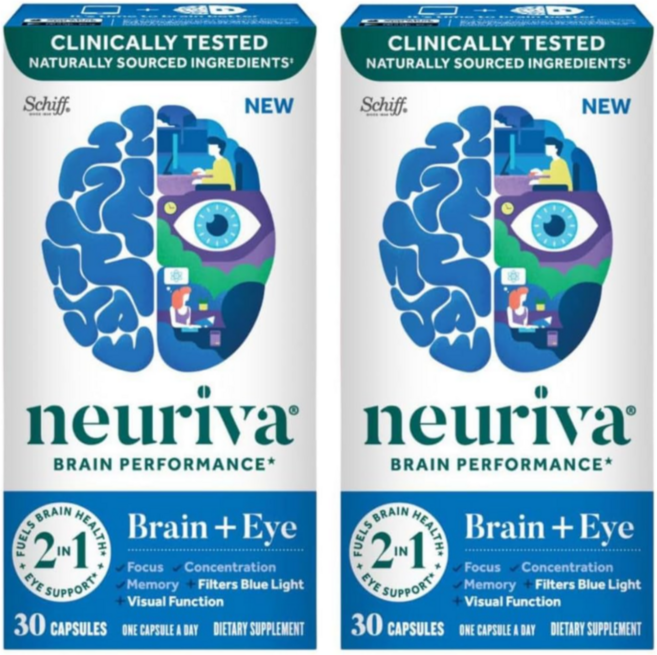 Neuriva 뉴리바 뇌 + 눈 영양제 30캡슐, 2개, 30정