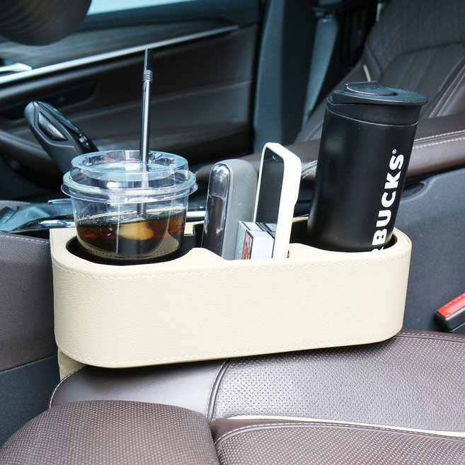 벤오토 차량용 틈새가죽 컵홀더, 1개, 블랙