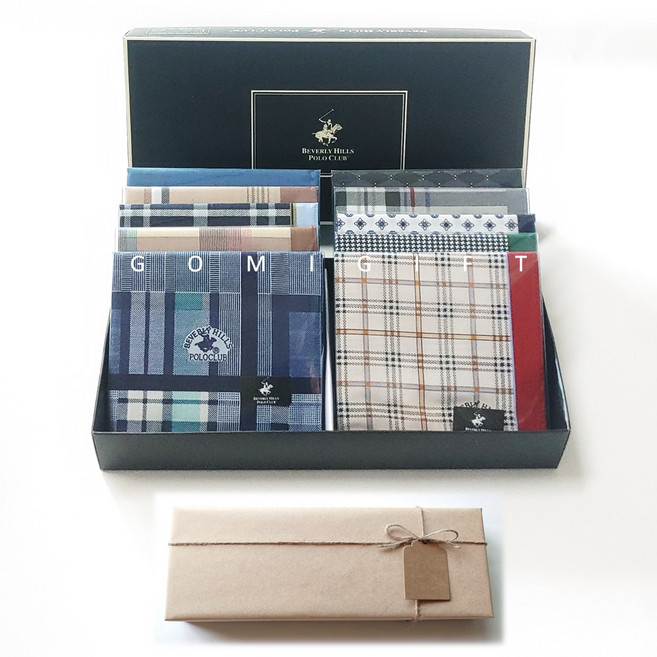 비버리힐스폴로클럽 남성손수건 순면 10장 개별케이스 선물포장