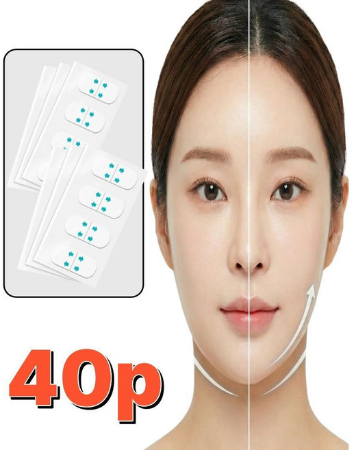 우즈상사 2세대 착붙 초슬림 v라인 리프팅 페이스 테이프, 투명, 40개