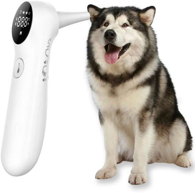 반려견 및 가축용 반려동물 귀 온도계 - 고양이 적외선 빠르고 정확한 온도 모니터에 적합한 반려동물용 면봉 20개 포함 ℉ ℃ 전환, 1개
