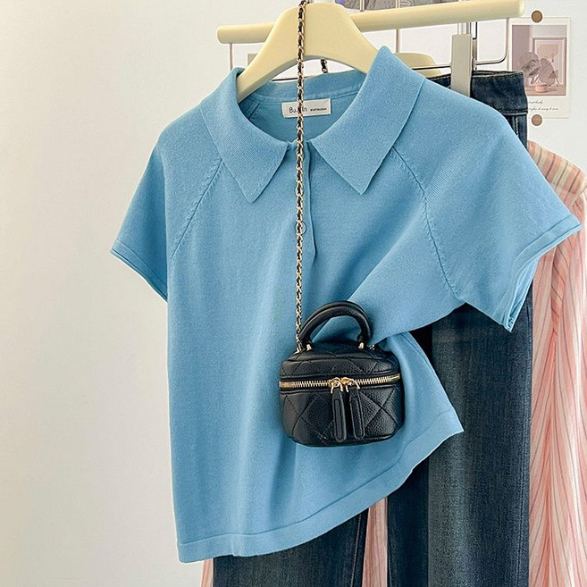 옌츠 여자용 여름 냉장고 빅 사이즈 반팔 터틀 넥 티셔츠 256CY18