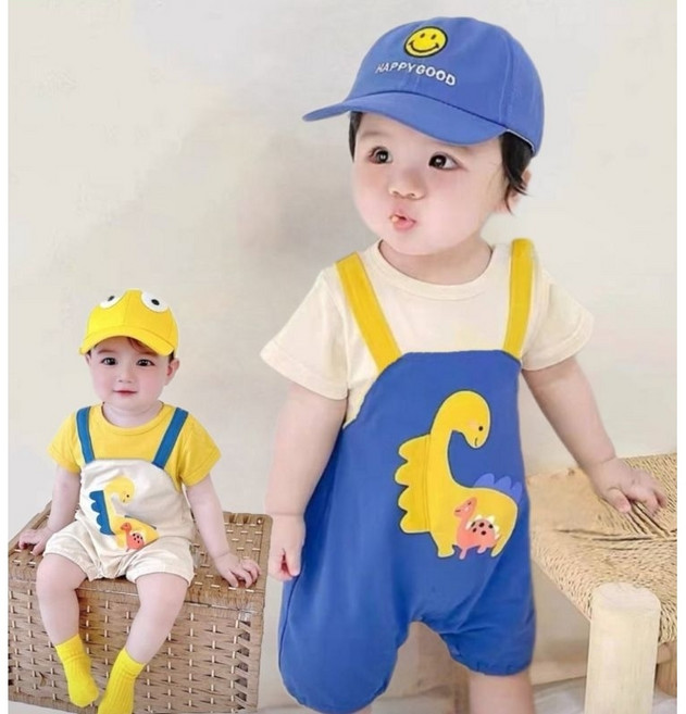 寶寶恐龍吊帶褲 春夏季男女童裝