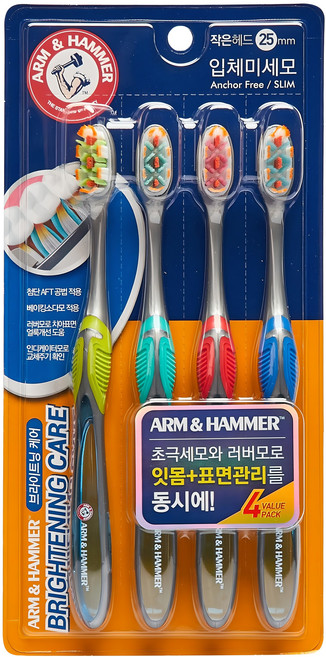 암앤해머 브라이트닝케어 베이킹소다모 칫솔, 4개입, 1개