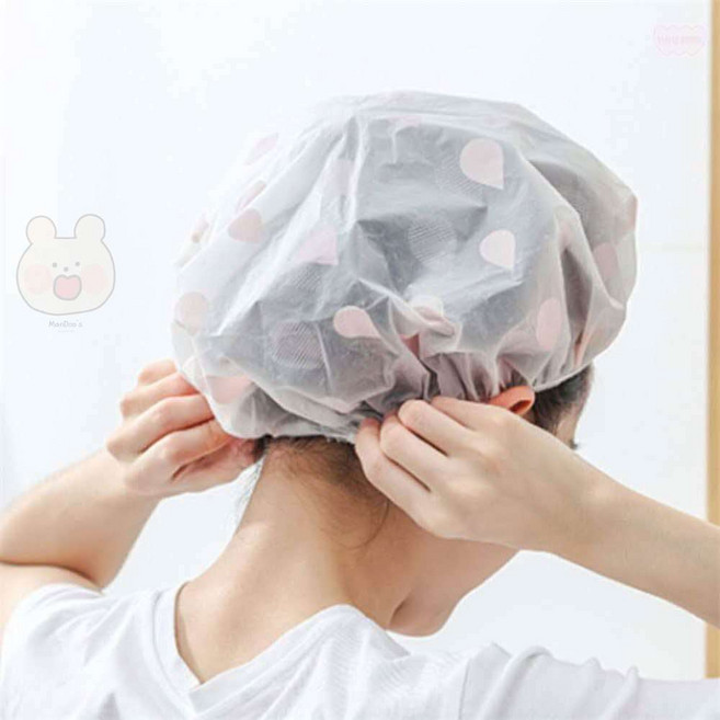 만두상점 물방울 샤워캡 핑크 일회용샤워캡