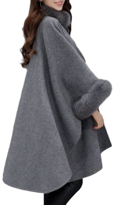 여성용 망또가디건 가을겨울옷 미들롱타입 모직물 코트 스타일 케이프 숄 모직 빅사이즈 외투 뉴타임즈 R719F190