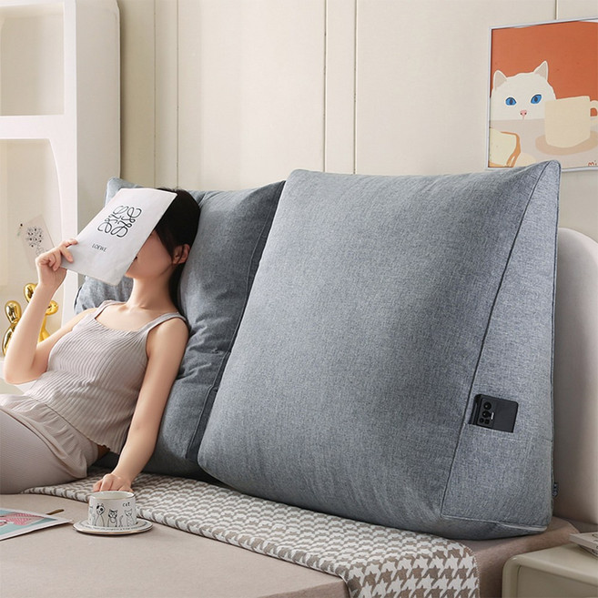 코잠 더 넓고 긴 롱 삼각쿠션 등받이 쿠션 등쿠션, 그레이