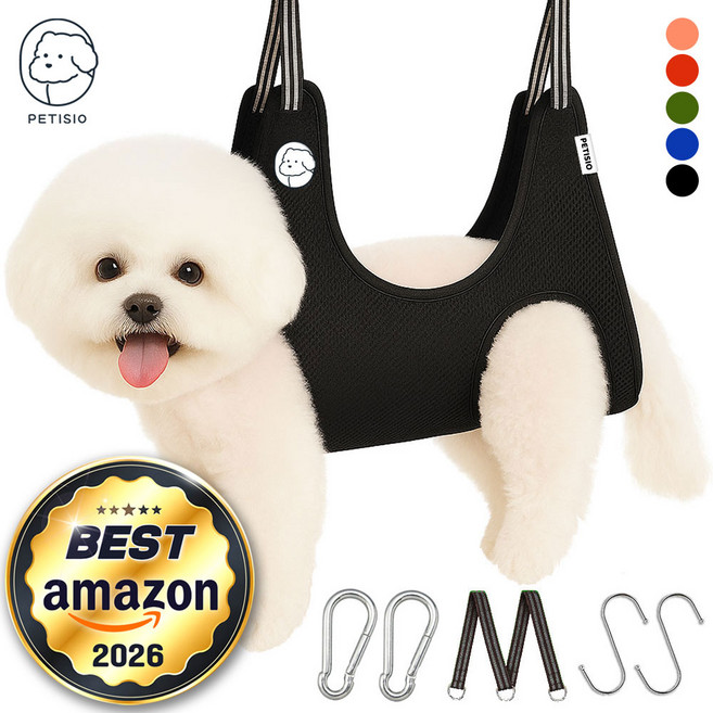 쁘띠시오 강아지미용거치대 고양이 애견 강아지 미용 발톱 발톱깎이 해먹 테이블 거치대 의자, 4. 블랙, 1개, XS