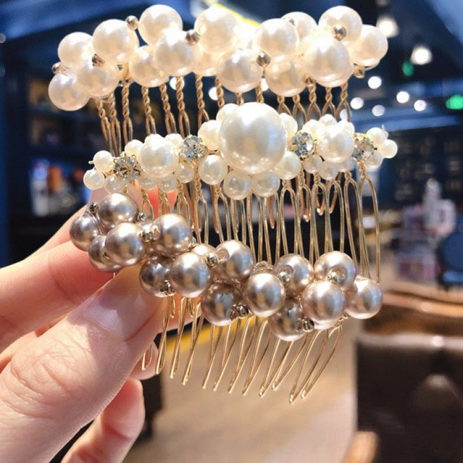 ZMBIRD 3종세트 여성 잔머리 헤어빗핀 진주 포인트 N1036