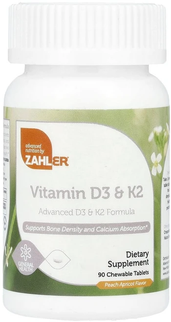 잘러 비타민D3 앤드 K2 복숭아 살구 츄어블 90정, ZAH08229, 1개 - 쿠팡