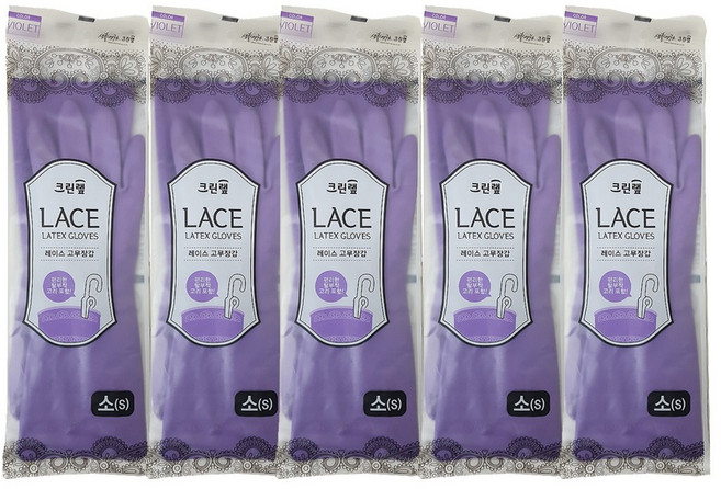 크린랩 레이스 고무장갑 소, 바이올렛, 소(S), 5개