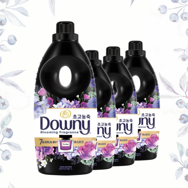 다우니 초고농축 퍼퓸 섬유유연제 블랙 미스티크 1L x4개, 4개