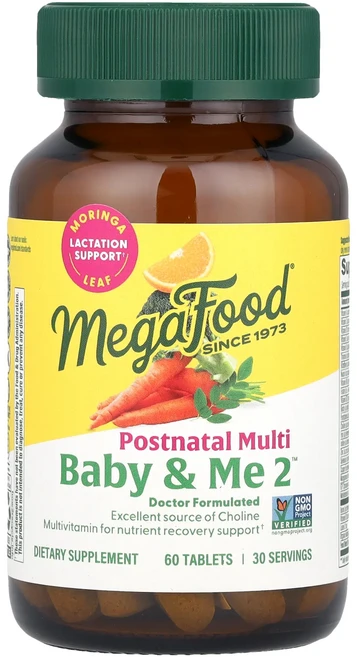 단백질 비타민 철분 마그내슘 칼슘 MegaFood Baby & Me 2™ 산후 종합비타민 60정 고루고루섭취해주세요, MegaFoodBabyMe2산후종합비타민60정, 1개 - 쿠팡