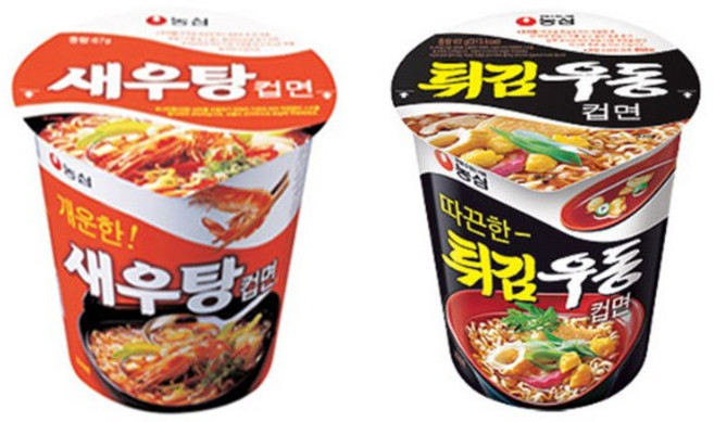 농심 튀김우동 컵라면 62g + 새우탕 컵라면 67g, 12개