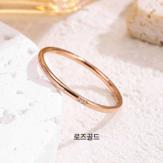 루나펄 미니 큐빅 포인트 슬림 반지 2mm 레이어드 링 반지