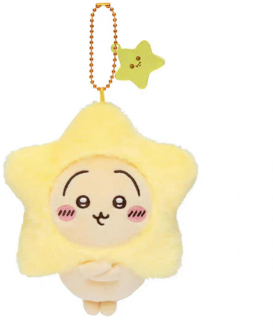 GOYES 먼작귀 치이카와 귀여운 별 미니 봉제인형 선물 애니 굿즈, 1개, 옐로, 10cm
