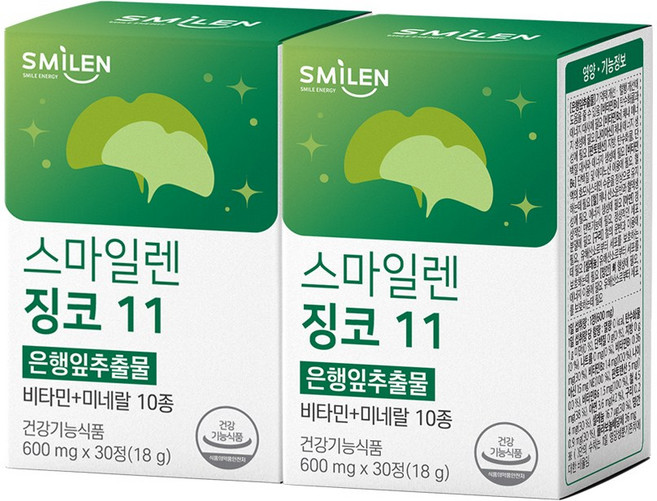 스마일렌 징코 11 은행잎추출물, 30정, 2개