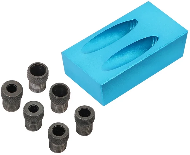 포켓 홀 지그 키트 목공 앵글 드릴링 홀 로케이터 지그 6mm 8mm 10mm 슬리브 포함 15 도, 01 A set, 1