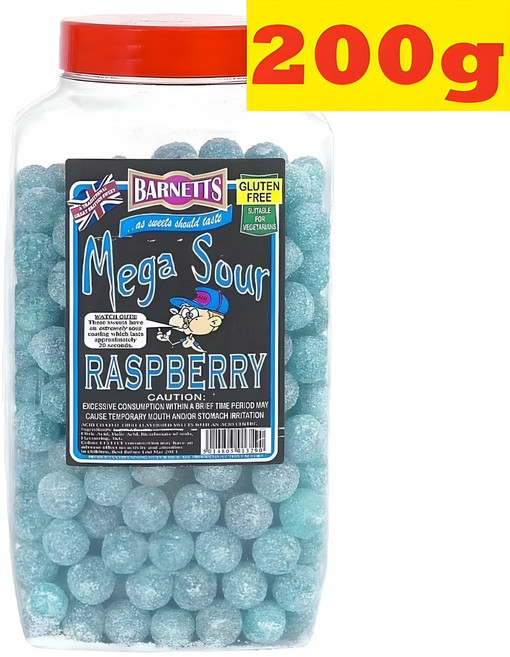 200g 바넷츠 메가 사워 라즈베리 세상에서 가장 신사탕 Barnetts Mega Sour Raspberry, 1개