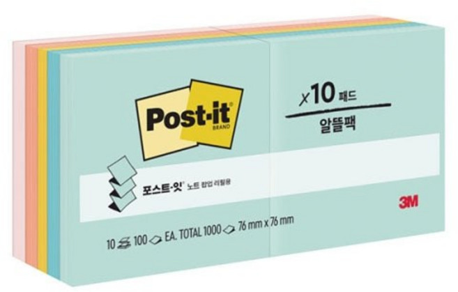 3M)포스트잇 강한점착용 멀티팩(654-10), KR330-10/비치사이드카페 M328878, 상세페이지 참조, 상세페이지 참조