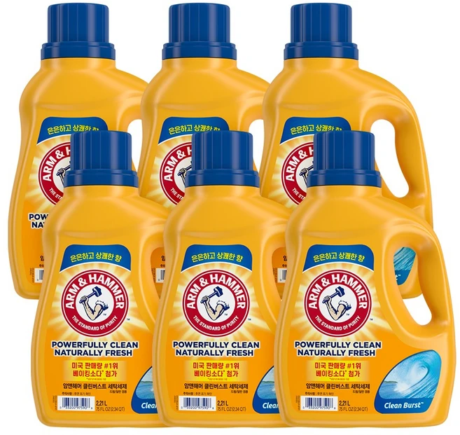 암앤해머 클린버스트 세탁세제, 2.21L, 6개 - 쿠팡
